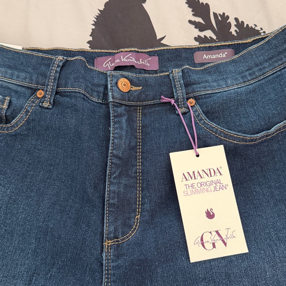 Gloria Vanderbilt Amanda Dark Blue Straight Leg Jeans - Picture 2 of 4